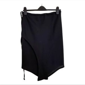 NWT Ann Demeulemeester Wool Mid-Length Black Tie Skirt size 34